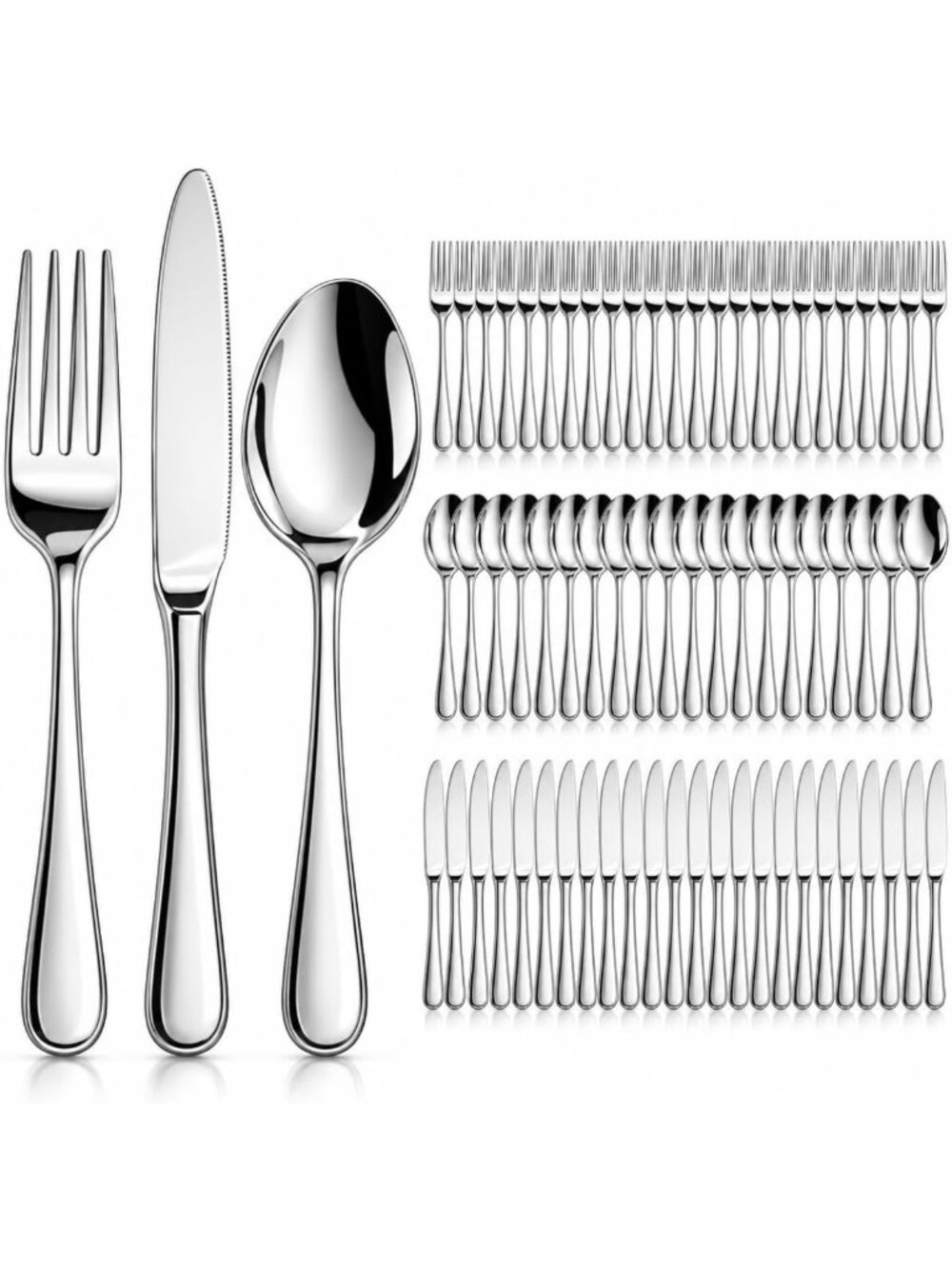 60-Piece Stainless Steel Flatware Set for 20 | Durable, Dishwasher Safe